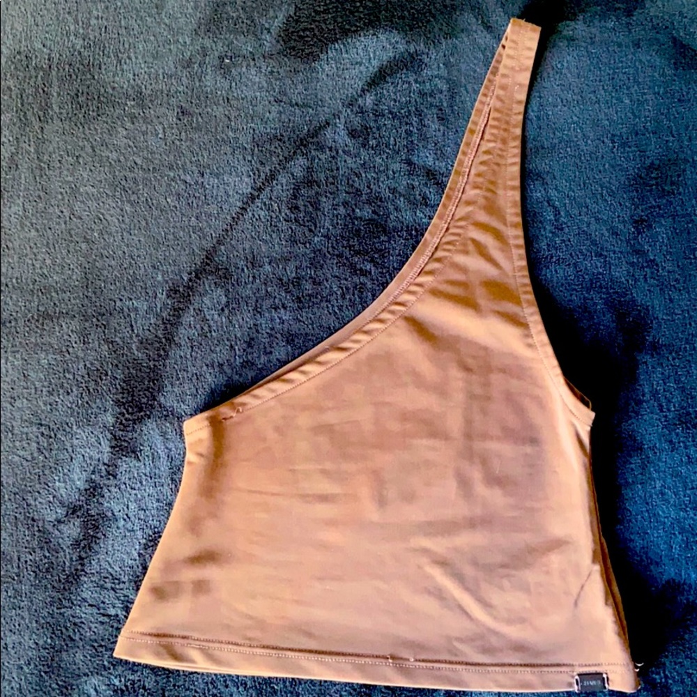 CHANEL one shoulder brown top